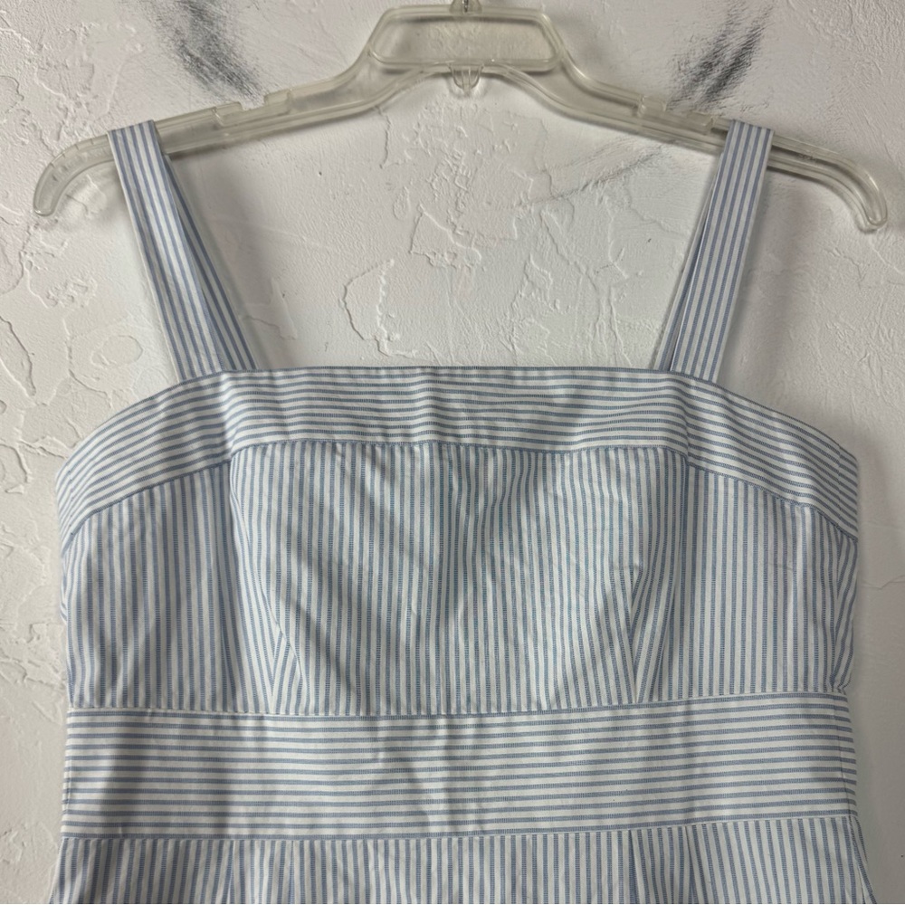 J Crew Dress Pinstripe Print Nautical Blue White Lined Cotton Knit Classic Retro - Picture 5 of 11